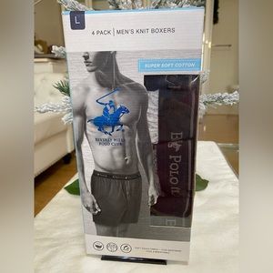 Beverly Hills Polo Club Mens 4 Pack Boxers Super Soft Large (36-38) Grays Black